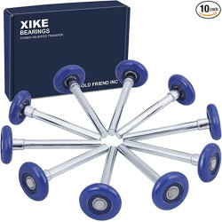 XiKe 10 Pack Blue 2" Nylon Garage Door Roller 4" Stem, Quiet/Durable and High Load, Use 6200-2RS Double Seals Precision Bearings.